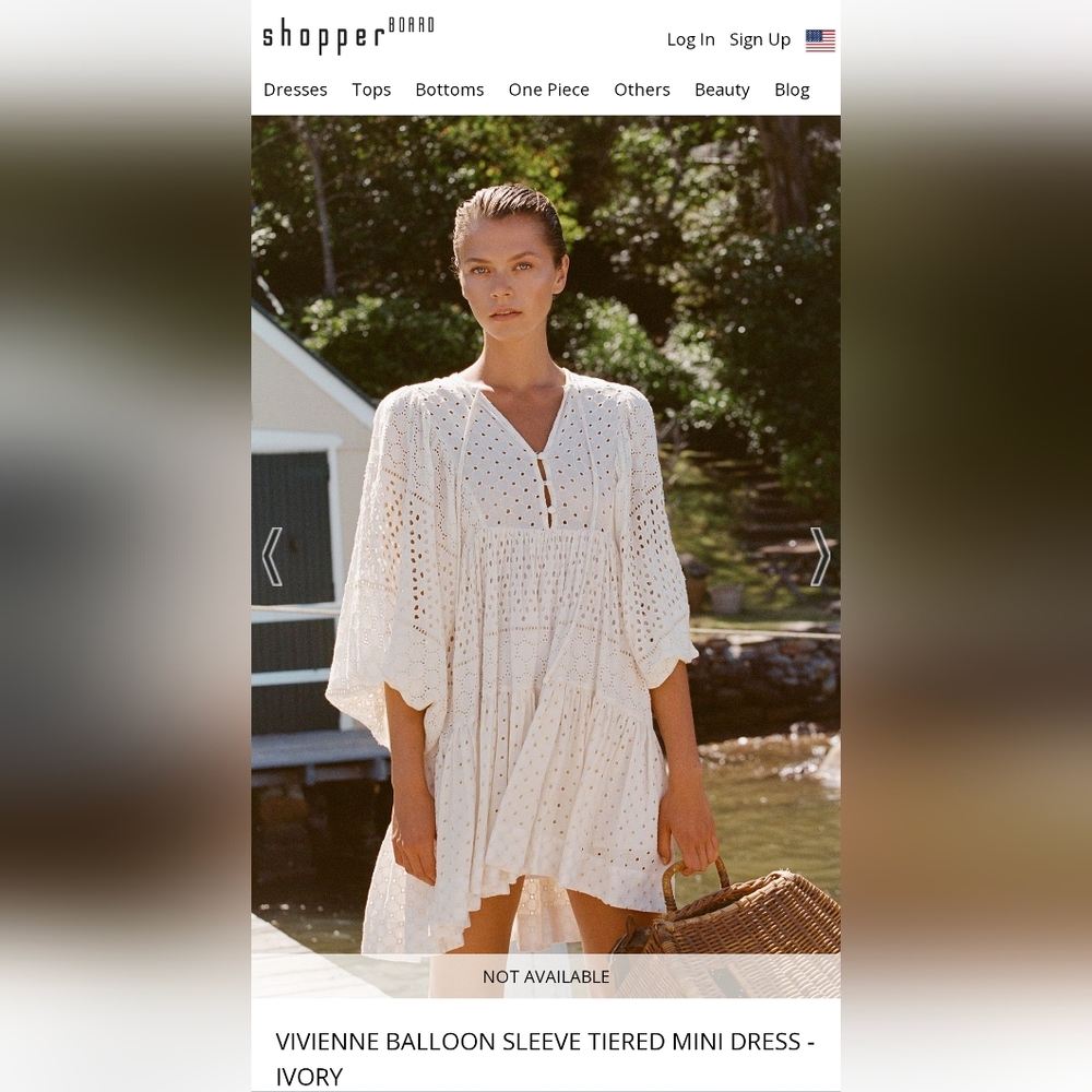 Vivienne Balloon Sleeve Tiered Mini Eyelet Dress - IVORY